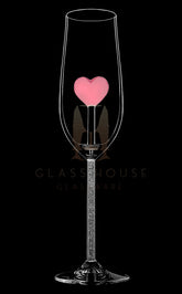 Two Heart Champagne Flutes™ with Swarovski™ Crystals in the Stem in a Beautiful Gift Box